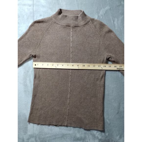 Brown Turtle Neck Sweater Tussah Silk Cotton Women's Small By Norton McNaughton - Picture 4 of 8